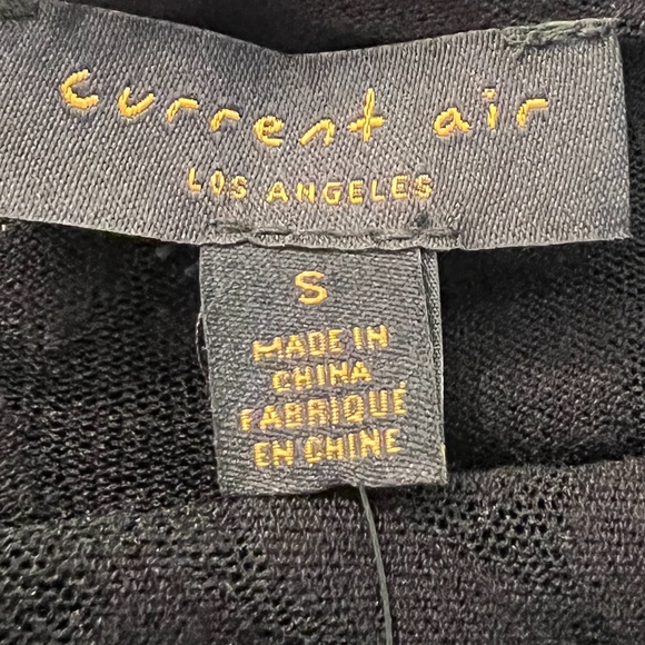 Current Air Los Angeles Anthropologie Long Sleeve Lacey Black Stretch Top Black - Picture 8 of 11